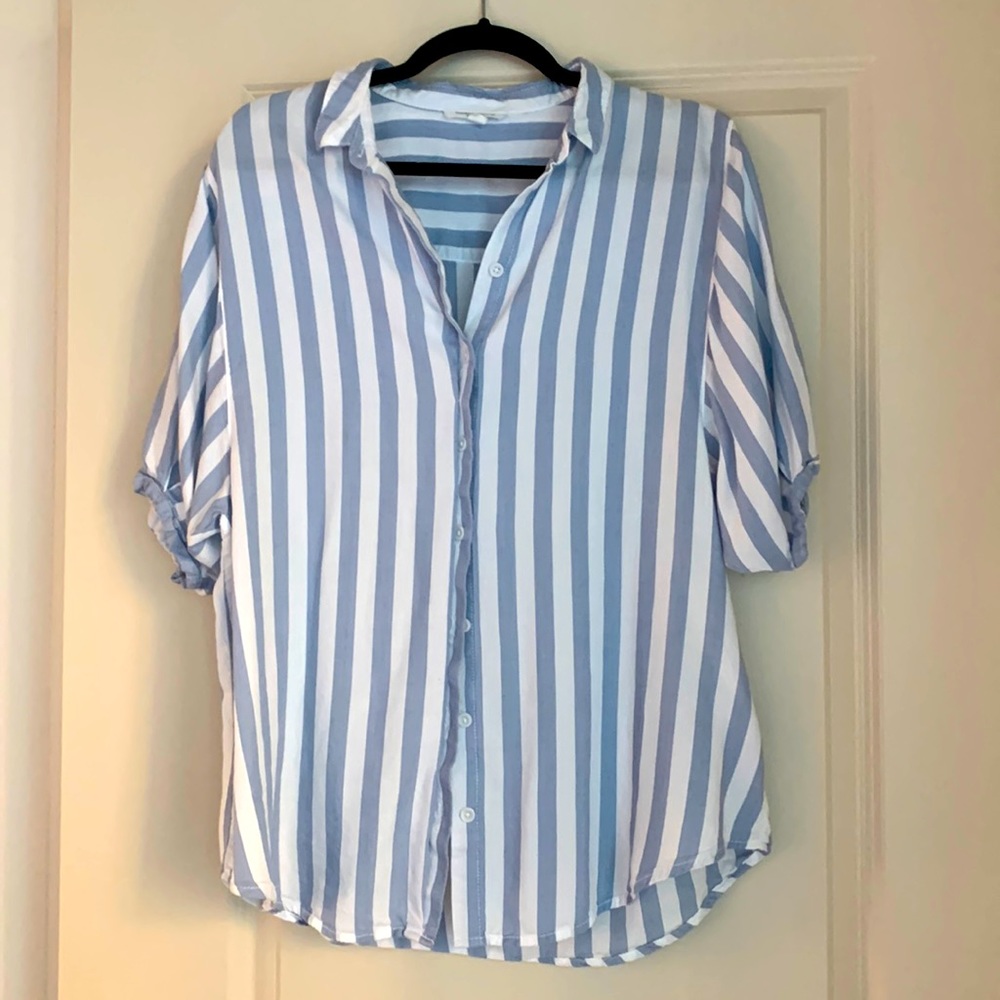 Striped Chambray Button Up